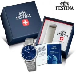 Festina Herrenuhr Edelstahl silber Festina Swiss Made Armbanduhr UF20014/2