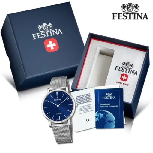 Festina Herrenuhr Edelstahl silber Festina Swiss Made Armbanduhr UF20014/2