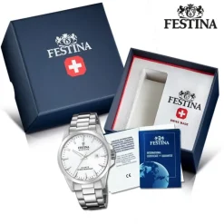 Festina Herrenuhr Edelstahl silber Festina Swiss Made Armbanduhr UF20024/2