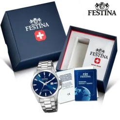 Festina Herrenuhr Edelstahl silber Festina Swiss Made Armbanduhr UF20024/3