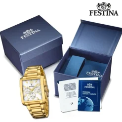 Festina Herrenuhr Edelstahl gold Timeless Chronograph Armbanduhr UF20638/1