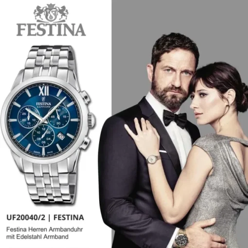 Festina Herrenuhr Edelstahl silber Festina Swiss made Armbanduhr UF20040/2