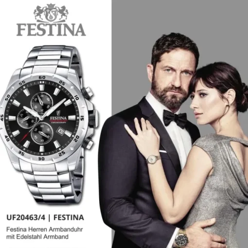 Festina Herrenuhr Edelstahl silber Festina Chronograph Armbanduhr UF20463/4