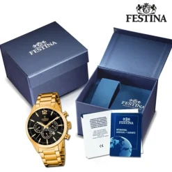 Festina Herrenuhr Edelstahl gold Timeless Chronograph Armbanduhr UF20633/3