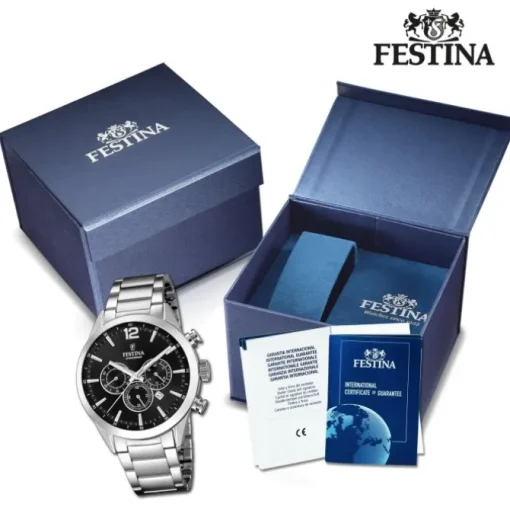 Festina Herrenuhr Edelstahl silber Timeless Chronograph Armbanduhr UF20343/8