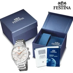 Festina Herrenuhr Edelstahl silber Timeless Chronograph Armbanduhr UF20343/6