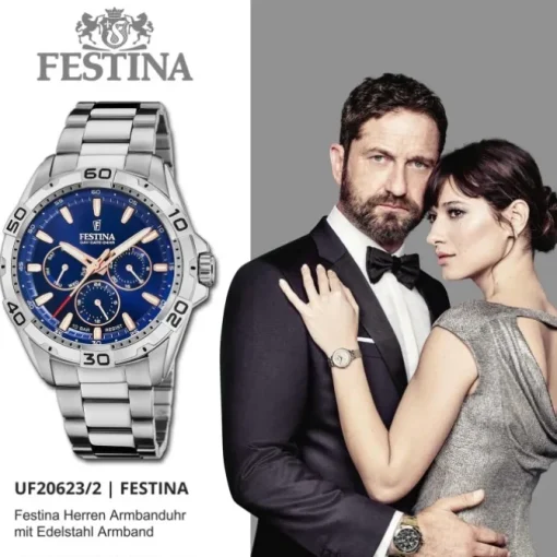 Festina Herrenuhr Edelstahl silber Festina Multifunktion Armbanduhr UF20623/2