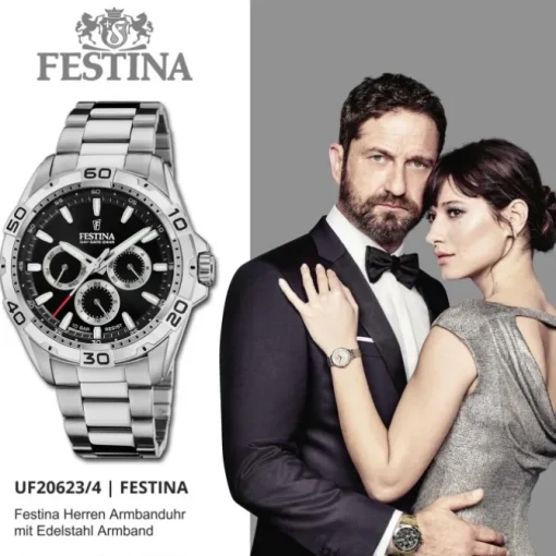 Festina Herrenuhr Edelstahl silber Festina Multifunktion Armbanduhr UF20623/4