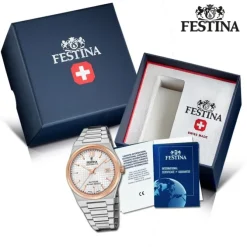 Festina Herrenuhr Edelstahl silber Festina Swiss made Armbanduhr UF20030/1