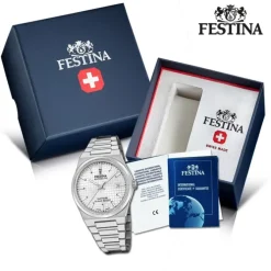 Festina Herrenuhr Edelstahl silber Festina Swiss made Armbanduhr UF20028/1