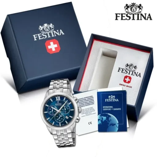 Festina Herrenuhr Edelstahl silber Festina Swiss made Armbanduhr UF20040/2