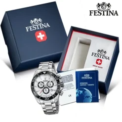 Festina Herrenuhr Edelstahl silber Festina Swiss made Armbanduhr UF20042/1