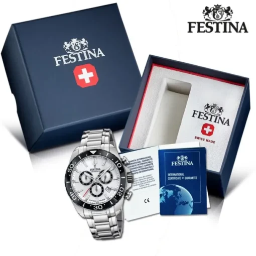 Festina Herrenuhr Edelstahl silber Festina Swiss made Armbanduhr UF20042/1