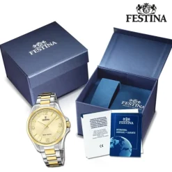 Festina Herrenuhr Edelstahl silber gold Festina Solar Energy Solaruhr UF20657/2