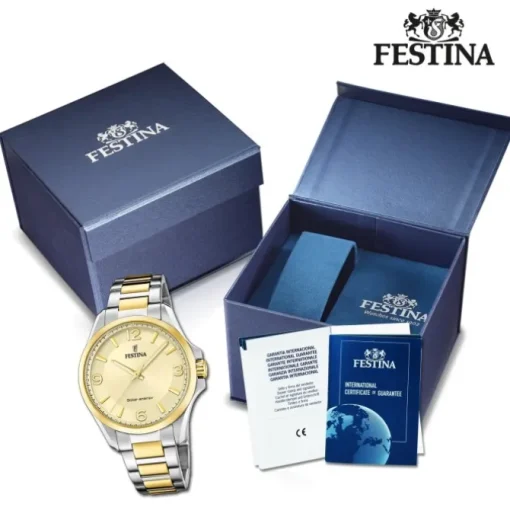 Festina Herrenuhr Edelstahl silber gold Festina Solar Energy Solaruhr UF20657/2