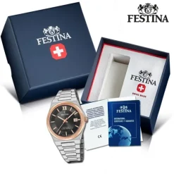 Festina Herrenuhr Edelstahl silber Festina Swiss made Armbanduhr UF20036/3