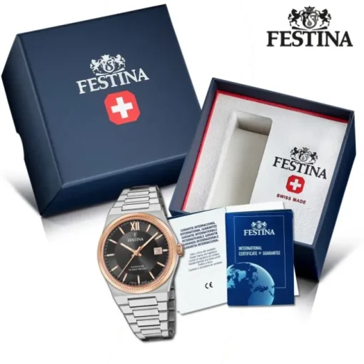 Festina Herrenuhr Edelstahl silber Festina Swiss made Armbanduhr UF20036/3