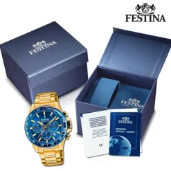 Festina Herrenuhr Edelstahl gold Timeless Chronograph Armbanduhr UF20634/3