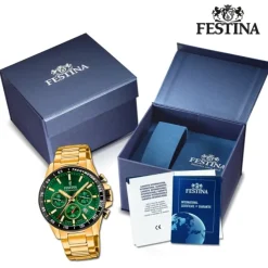 Festina Herrenuhr Edelstahl gold Timeless Chronograph Armbanduhr UF20634/4