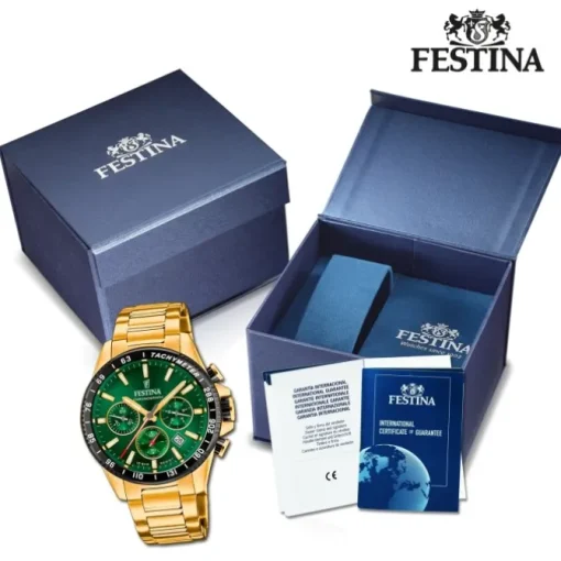 Festina Herrenuhr Edelstahl gold Timeless Chronograph Armbanduhr UF20634/4