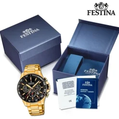 Festina Herrenuhr Edelstahl gold Timeless Chronograph Armbanduhr UF20634/5