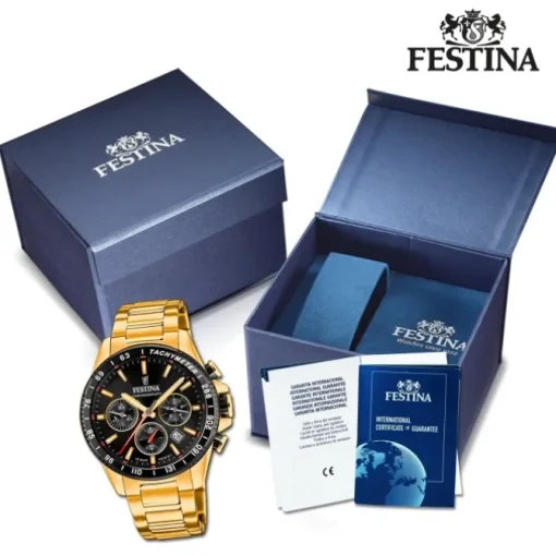 Festina Herrenuhr Edelstahl gold Timeless Chronograph Armbanduhr UF20634/5