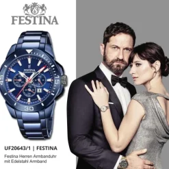 Festina Herrenuhr Edelstahl blau Festina Chrono Bike Armbanduhr UF20643/1