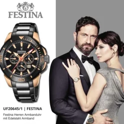 Festina Herrenuhr Edelstahl schwarz Festina Chrono Bike Armbanduhr UF20645/1