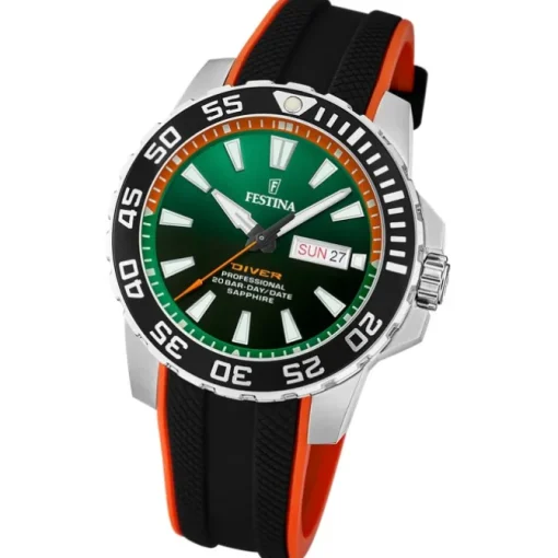 Festina Herrenuhr Kautschuk schwarz orange The Originals Armbanduhr UF20662/2