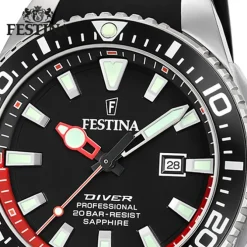Festina Herrenuhr Kautschuk schwarz Festina The Originals Armbanduhr UF20664/3
