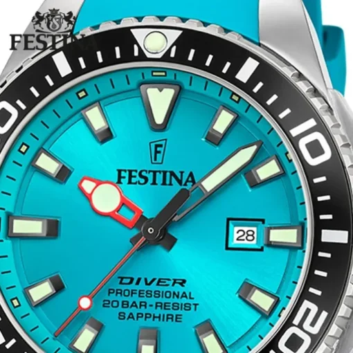 Festina Herrenuhr Kautschuk türkis Festina The Originals Armbanduhr UF20664/5