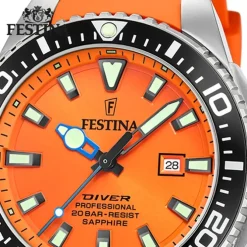 Festina Herrenuhr Kautschuk orange Festina The Originals Armbanduhr UF20664/4