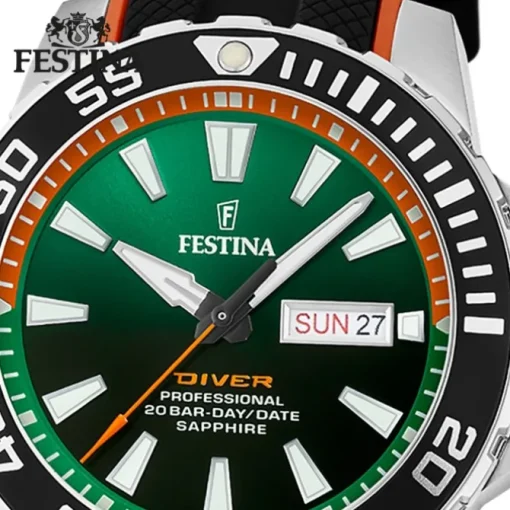 Festina Herrenuhr Kautschuk schwarz orange The Originals Armbanduhr UF20662/2