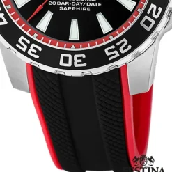 Festina Herrenuhr Kautschuk schwarz rot The Originals Armbanduhr UF20662/3