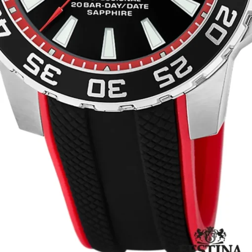 Festina Herrenuhr Kautschuk schwarz rot The Originals Armbanduhr UF20662/3