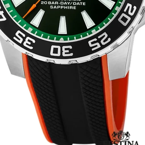 Festina Herrenuhr Kautschuk schwarz orange The Originals Armbanduhr UF20662/2