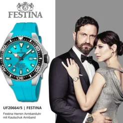 Festina Herrenuhr Kautschuk türkis Festina The Originals Armbanduhr UF20664/5