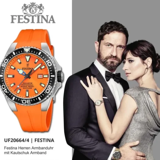 Festina Herrenuhr Kautschuk orange Festina The Originals Armbanduhr UF20664/4