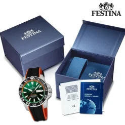 Festina Herrenuhr Kautschuk schwarz orange The Originals Armbanduhr UF20662/2