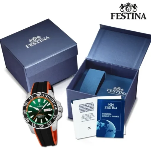 Festina Herrenuhr Kautschuk schwarz orange The Originals Armbanduhr UF20662/2