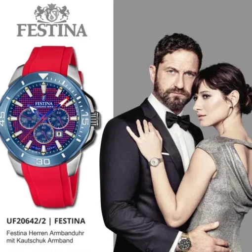 Festina Herrenuhr Kautschuk rot Festina Chrono Bike Armbanduhr UF20642/2