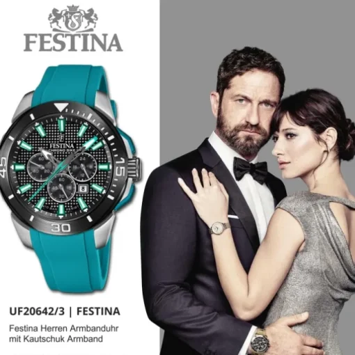 Festina Herrenuhr Kautschuk grün Festina Chrono Bike Armbanduhr UF20642/3