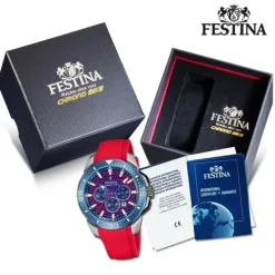 Festina Herrenuhr Kautschuk rot Festina Chrono Bike Armbanduhr UF20642/2