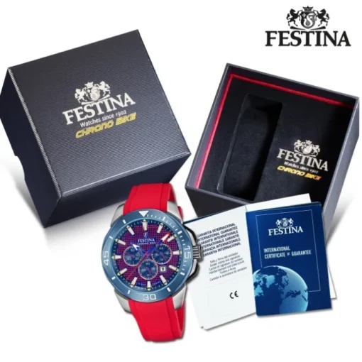 Festina Herrenuhr Kautschuk rot Festina Chrono Bike Armbanduhr UF20642/2