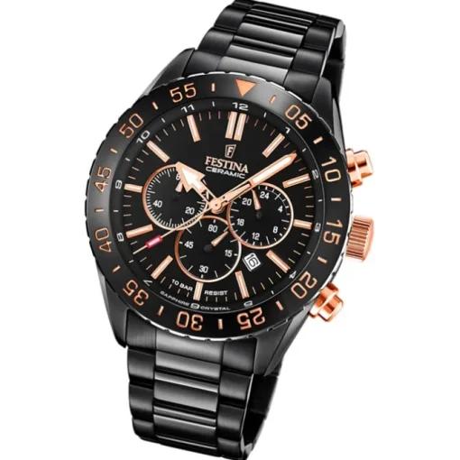 Festina Herrenuhr Keramik F20577/1 Armbanduhr Edelstahl blau UF20577/1