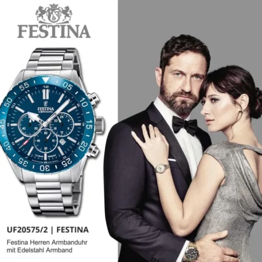 Festina Herrenuhr Keramik F20575/2 Armbanduhr Edelstahl silber UF20575/2