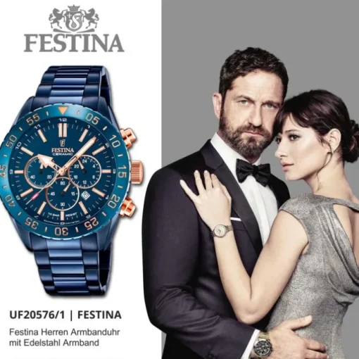 Festina Herrenuhr Keramik F20576/1 Armbanduhr Edelstahl schwarz UF20576/1
