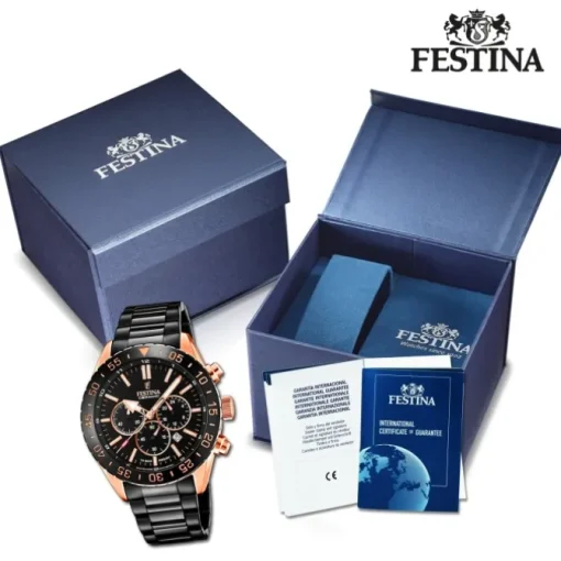 Festina Herrenuhr Keramik F20578/1 Armbanduhr Edelstahl schwarz UF20578/1