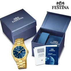 Festina Herrenuhr Klassik F20555/4 Armbanduhr Edelstahl gold UF20555/4