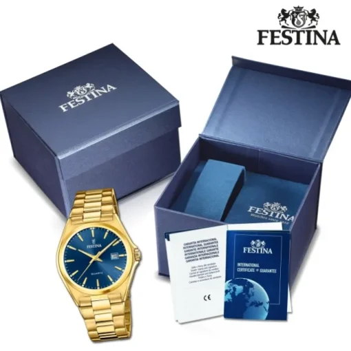 Festina Herrenuhr Klassik F20555/4 Armbanduhr Edelstahl gold UF20555/4
